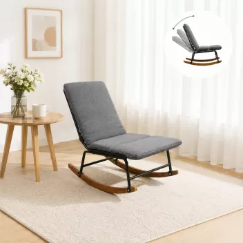Grey Kids Rocking Chair Upholstered Indoor Rocking Chair For Children