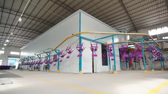 spray coating production line for commercial dining chairs