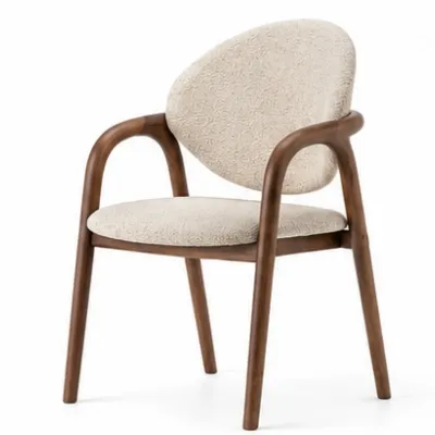 Nordic solid wood dining chair with upholstered seat and back