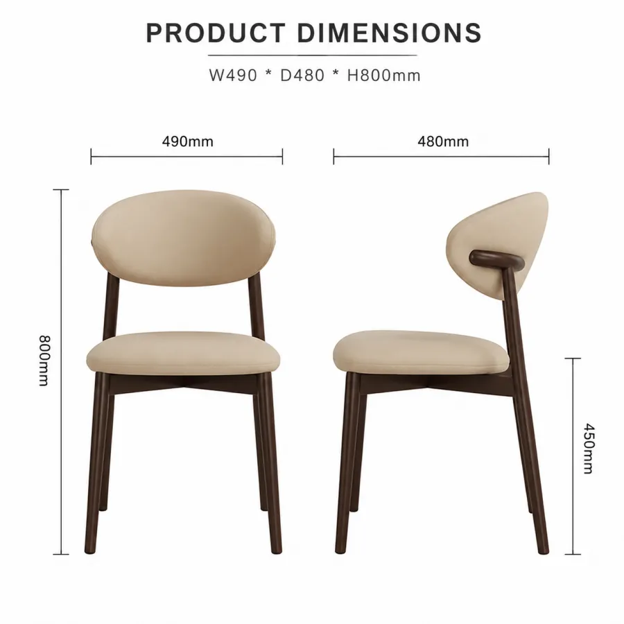Modern Nordic wooden dining chair with upholstered seat