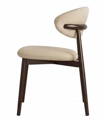 Solid wood dining chair with curved wooden arms