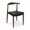 Nordic wood grain metal dining chair with upholstered seat