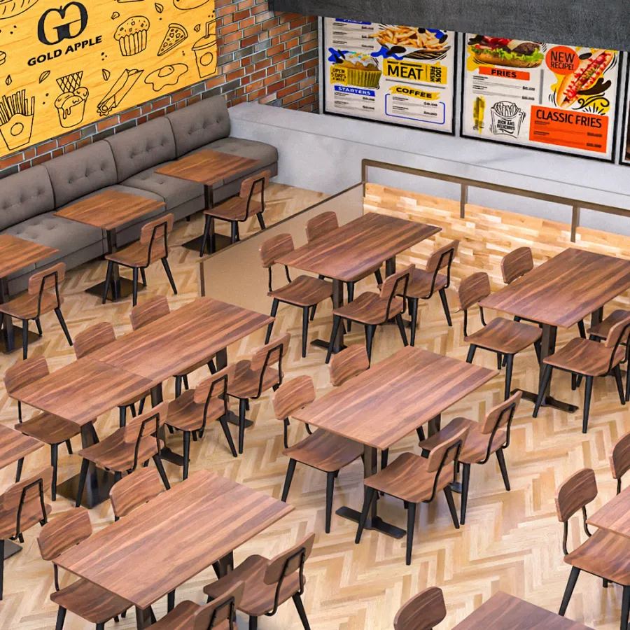 commercial dining tables and chairs in restaurant interior