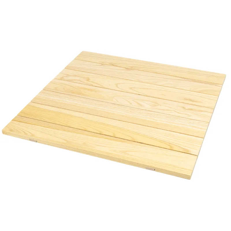 square tabletop of restaurant dining table