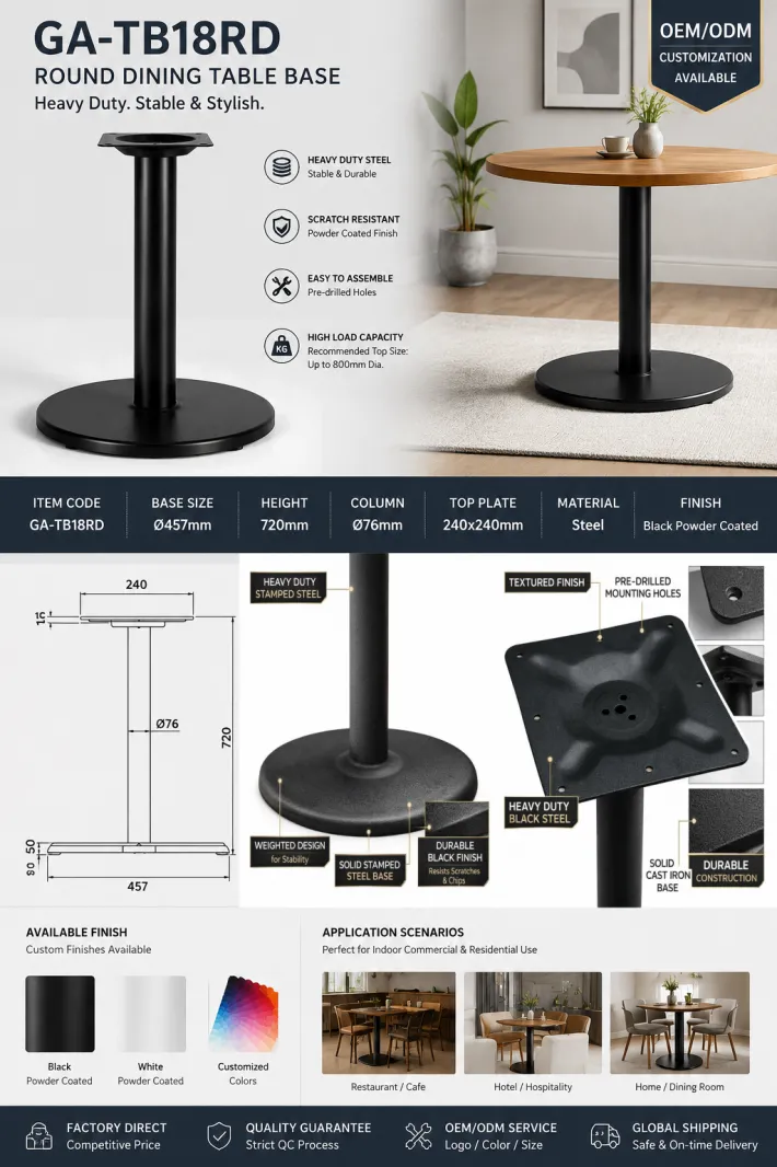 Round Indoor Restaurant Table | Commercial Dining Table
